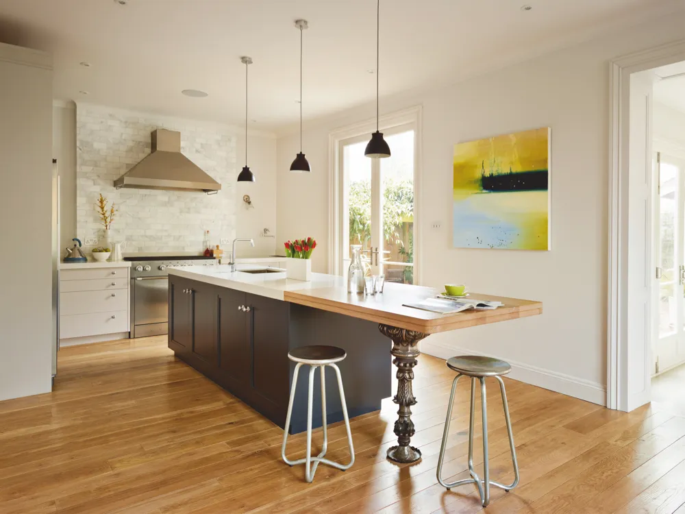 This classic kitchen with a contemporary twist has been designed by Woodstock Furniture and costs from £35,000.