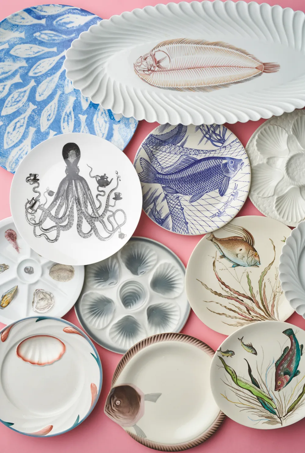 An array of sea-inspired plates