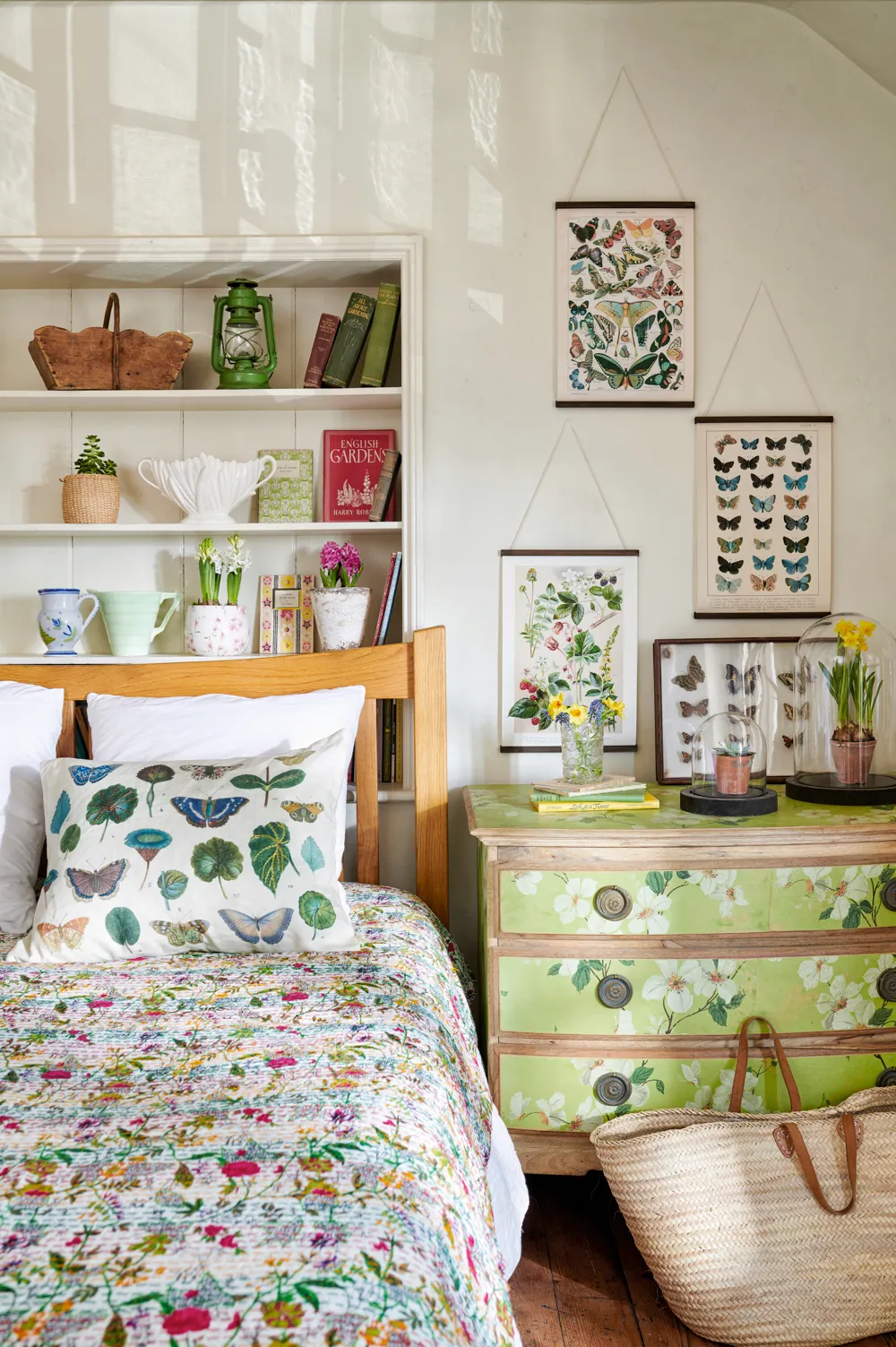 Rustic birds & botanicals styled bedroom