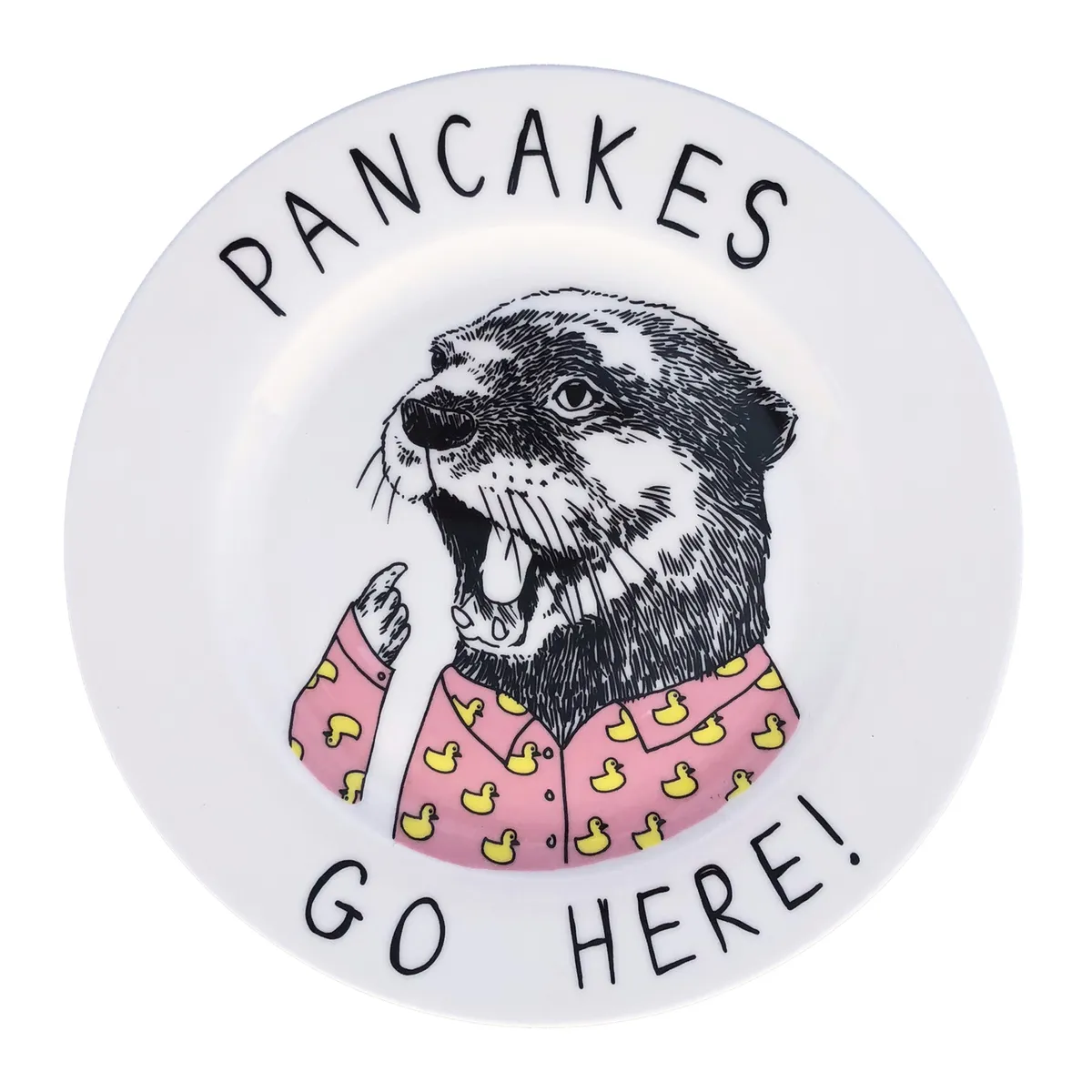 ‘Pancakes Go Here’ side plate by Jimbob Art, £22.50, Red Candy.