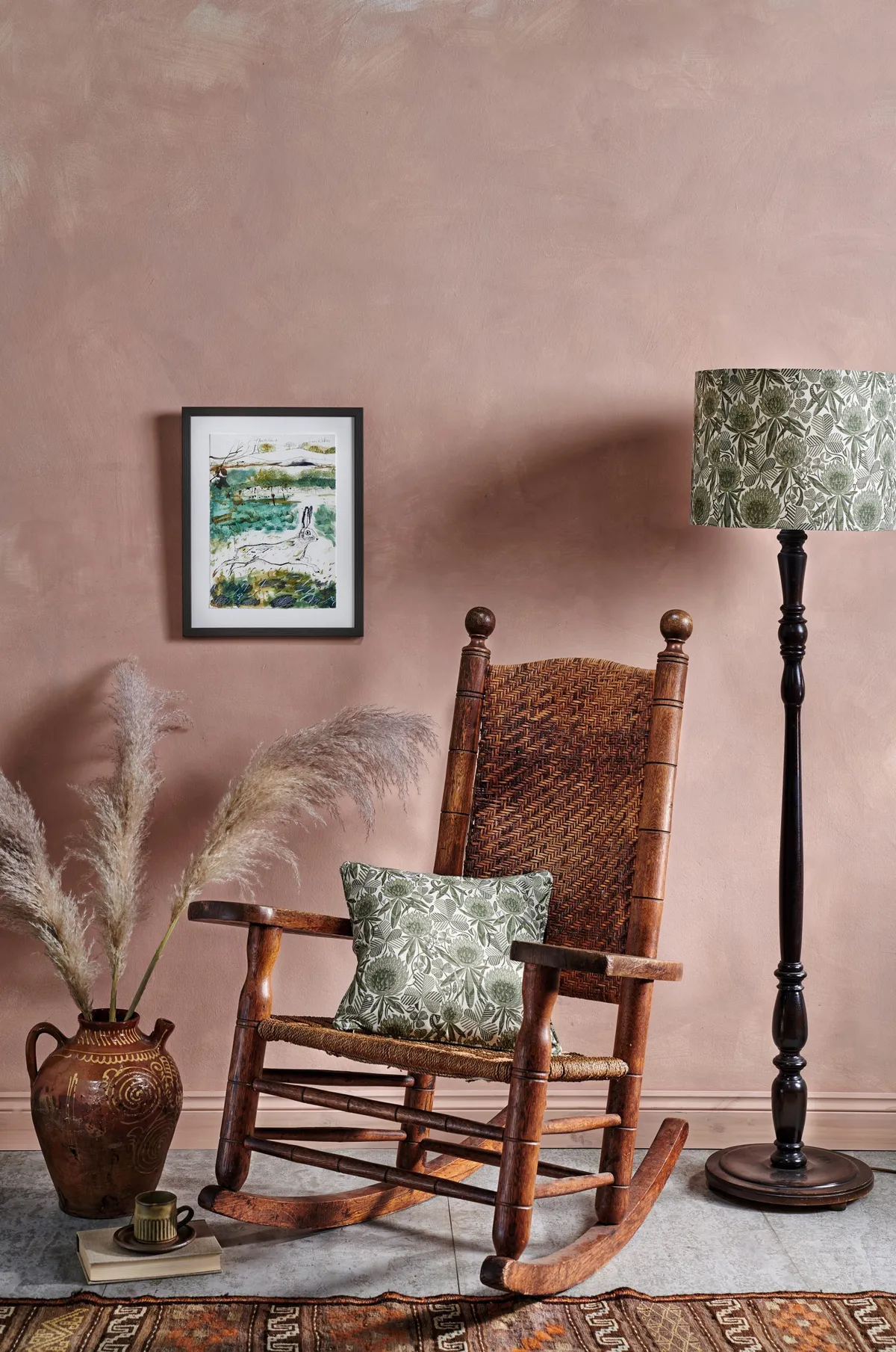 Wood and terracotta combined bring out the richness in each material. Pick a light-filled spot for a well-loved chair and imagine the hands that carved its frame and wove its seat.
