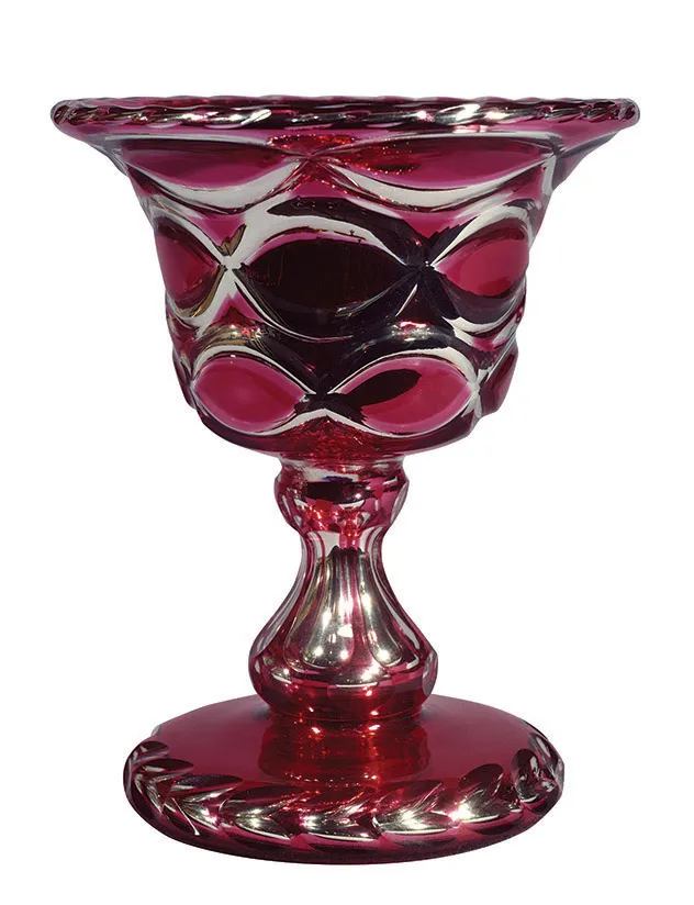 a red mercury glass Standing bowl by James Powell & Sons