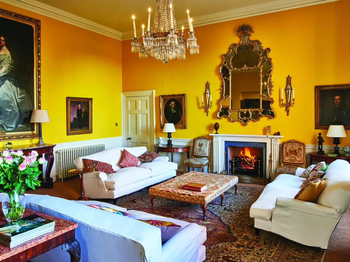 The sumptuous Regency sitting room in The East Wing, which sleeps 14.