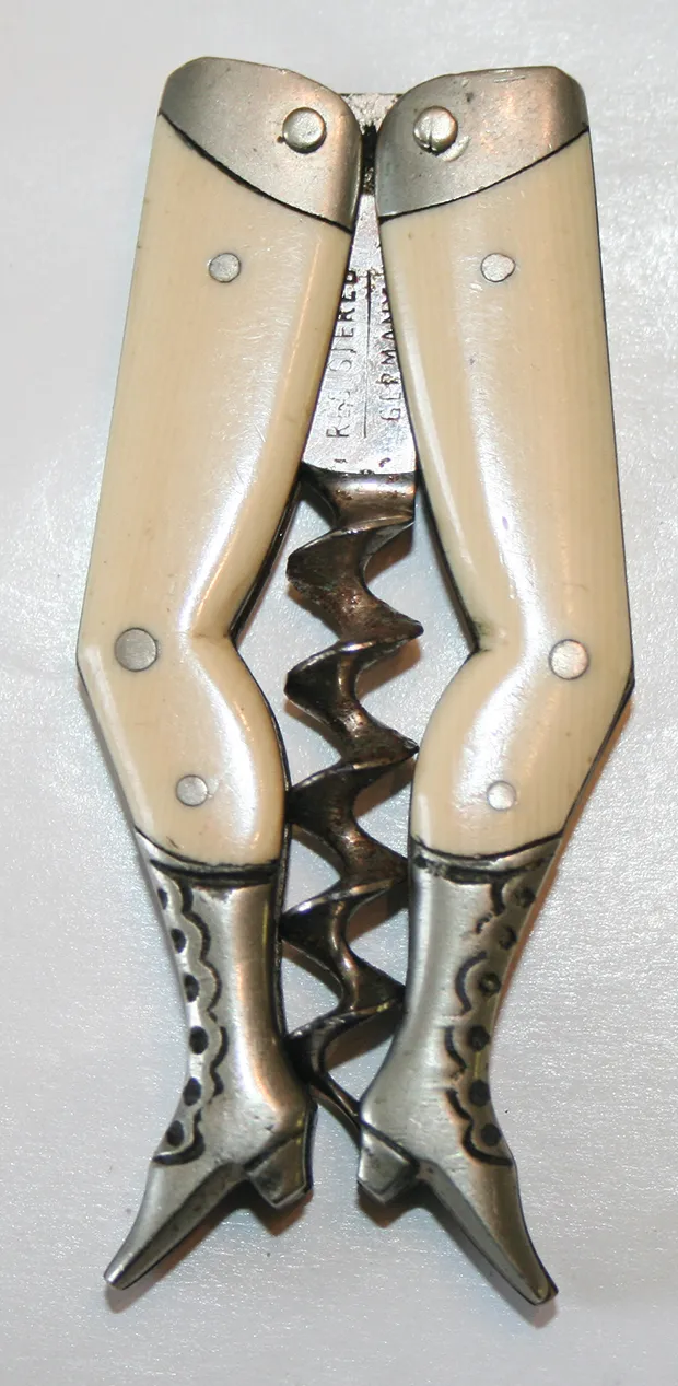 Flesh ladies’ legs corkscrew, German design c1895, £300, Corkscrews Online.