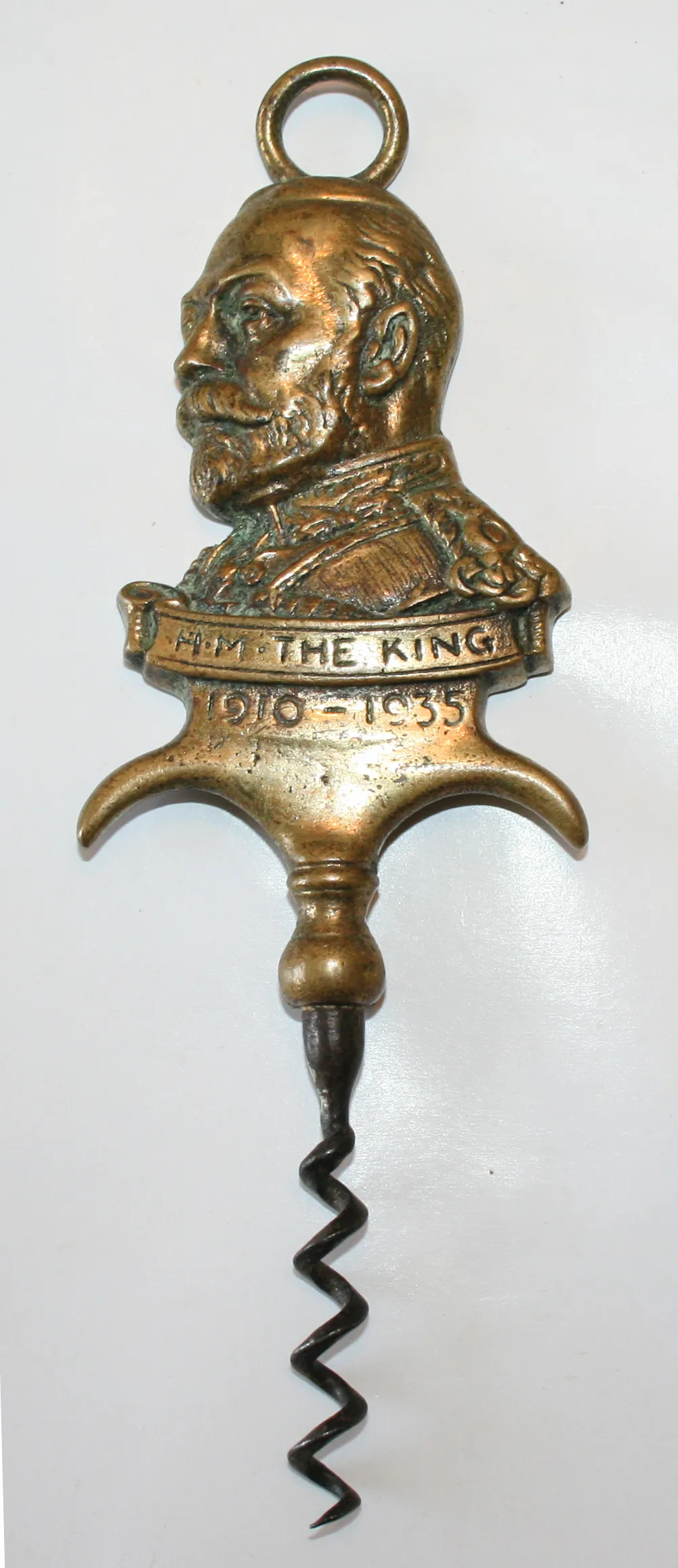 King George V brass corkscrew, £30, Corkscrews Online.