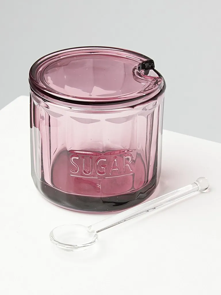 Purple glass spoon and sugar pot, £9.50, Oliver Bonas