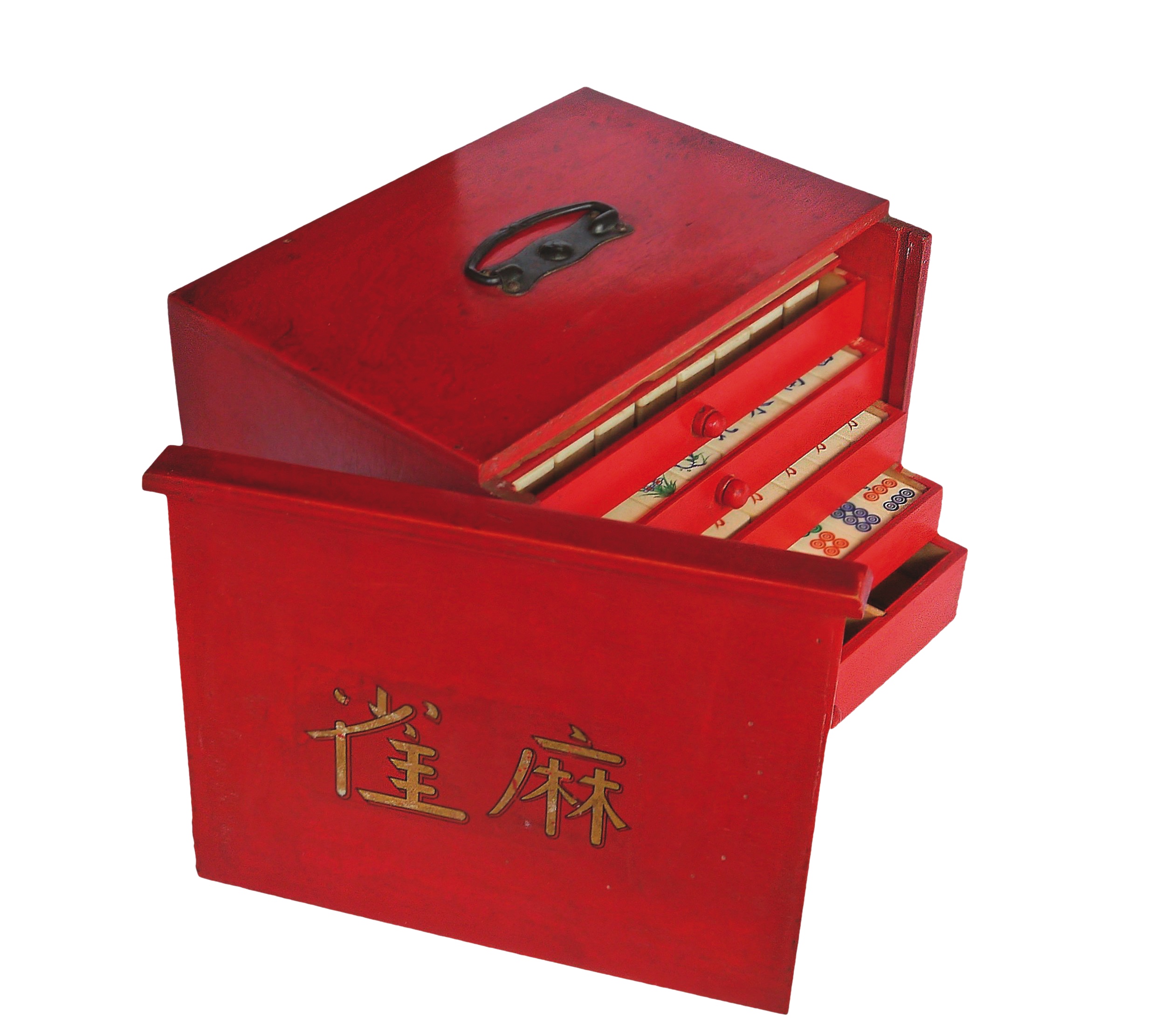 Jumbo Asian Ivory Mahjong Tiles in a Wood Box