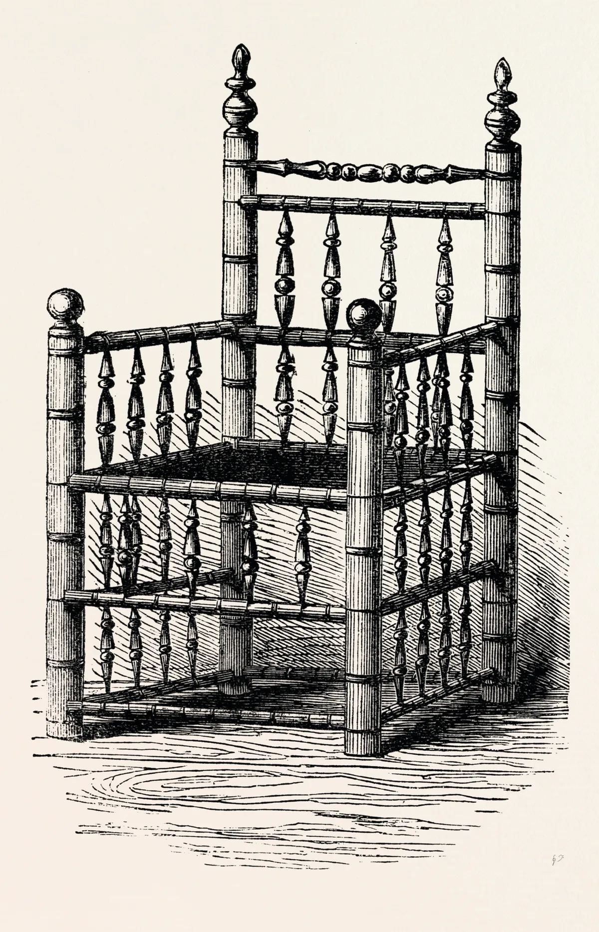 Brewster's Chair, Preserved At Pilgrim Hall, New Plymouth, United States Of America, US, USA, 1870s Engraving. (Photo by: Universal History Archive/Universal Images Group via Getty Images)