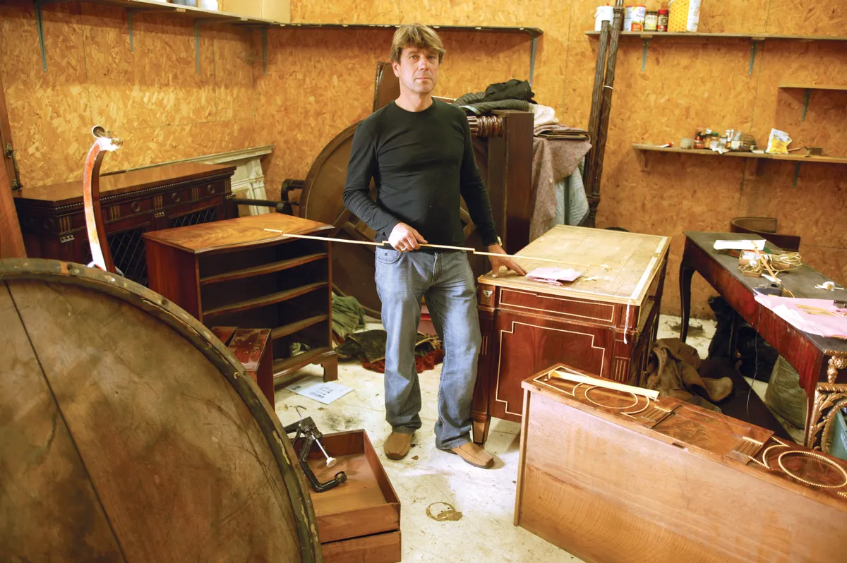Dennis Buggins, a restorer based in Kent, claimed that a large number of the ‘antiques’ sold by one of his clients had been made by him in his workshop. Photo by Ben Elwes.