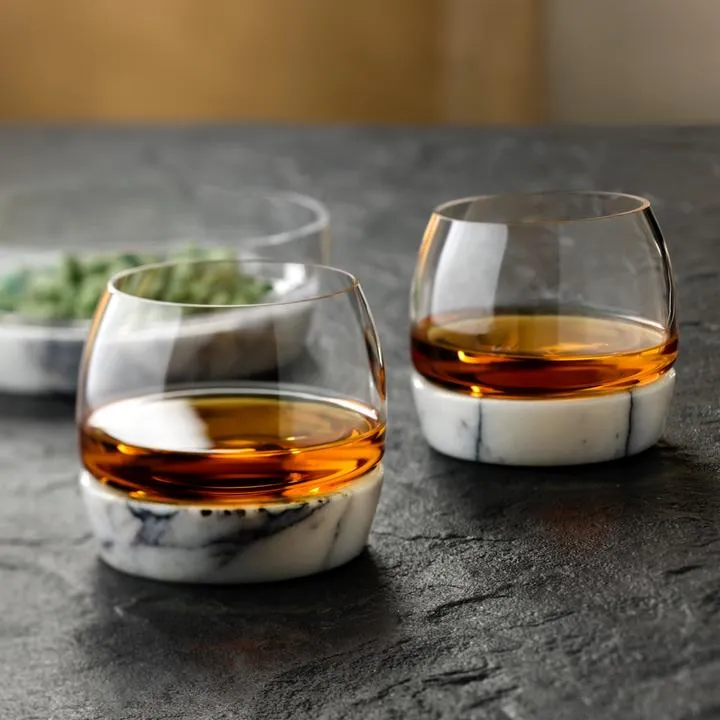 Nude Chill Whisky Glass With Marble Base