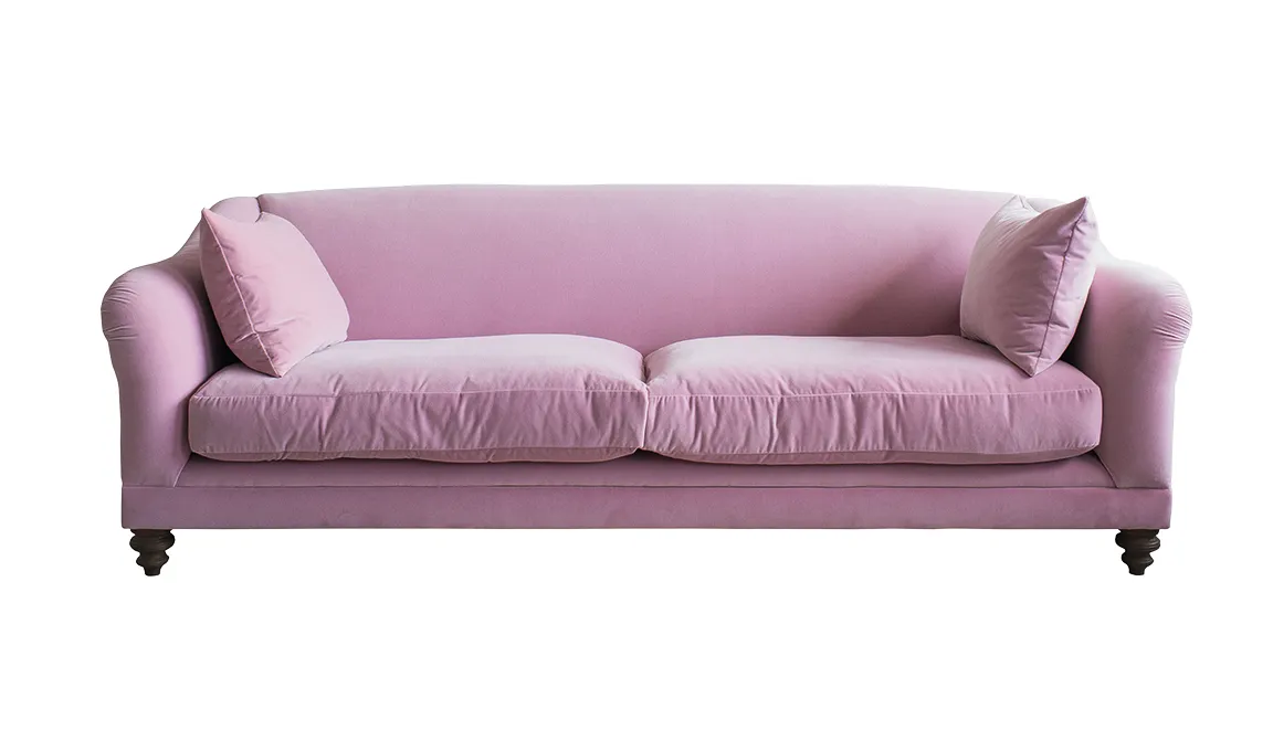 Oscar Three-seater Sofa in Rose Velvet