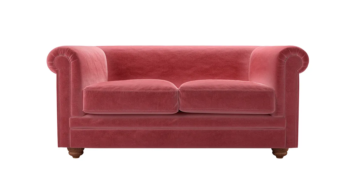 Patrick Unbuttoned Two-and-a-half-seater Sofa in Dusty Rose Cotton Matt Velvet