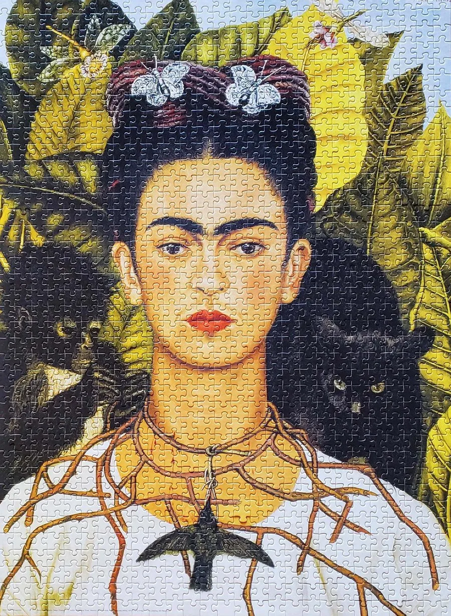 Frida Kahlo Self-Portrait with Thorn Necklace and Hummingbird Jigsaw Puzzle