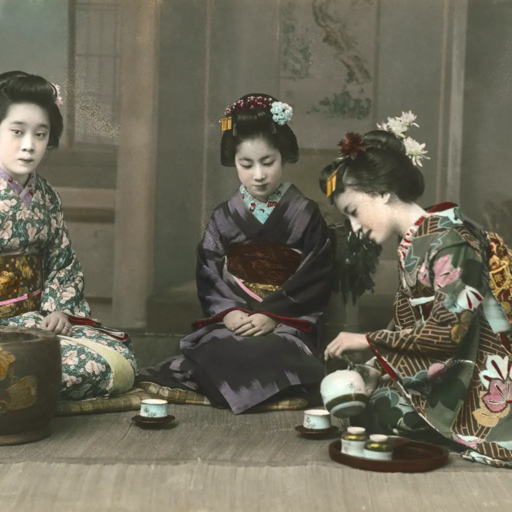 Photograph of a Japanese tea ceremony of 1890