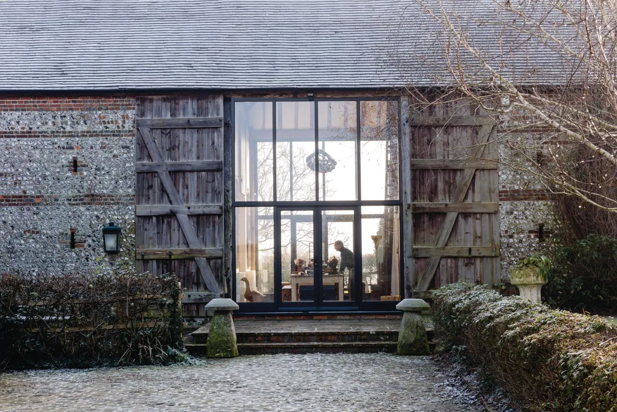 Sussex barn entrance glass doors
