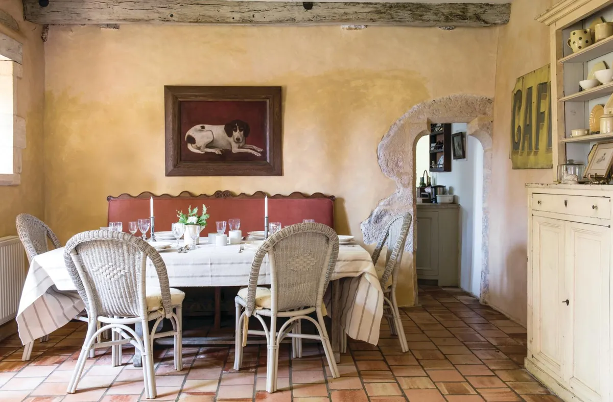 15th century farmhouse in south-west France, dining room.