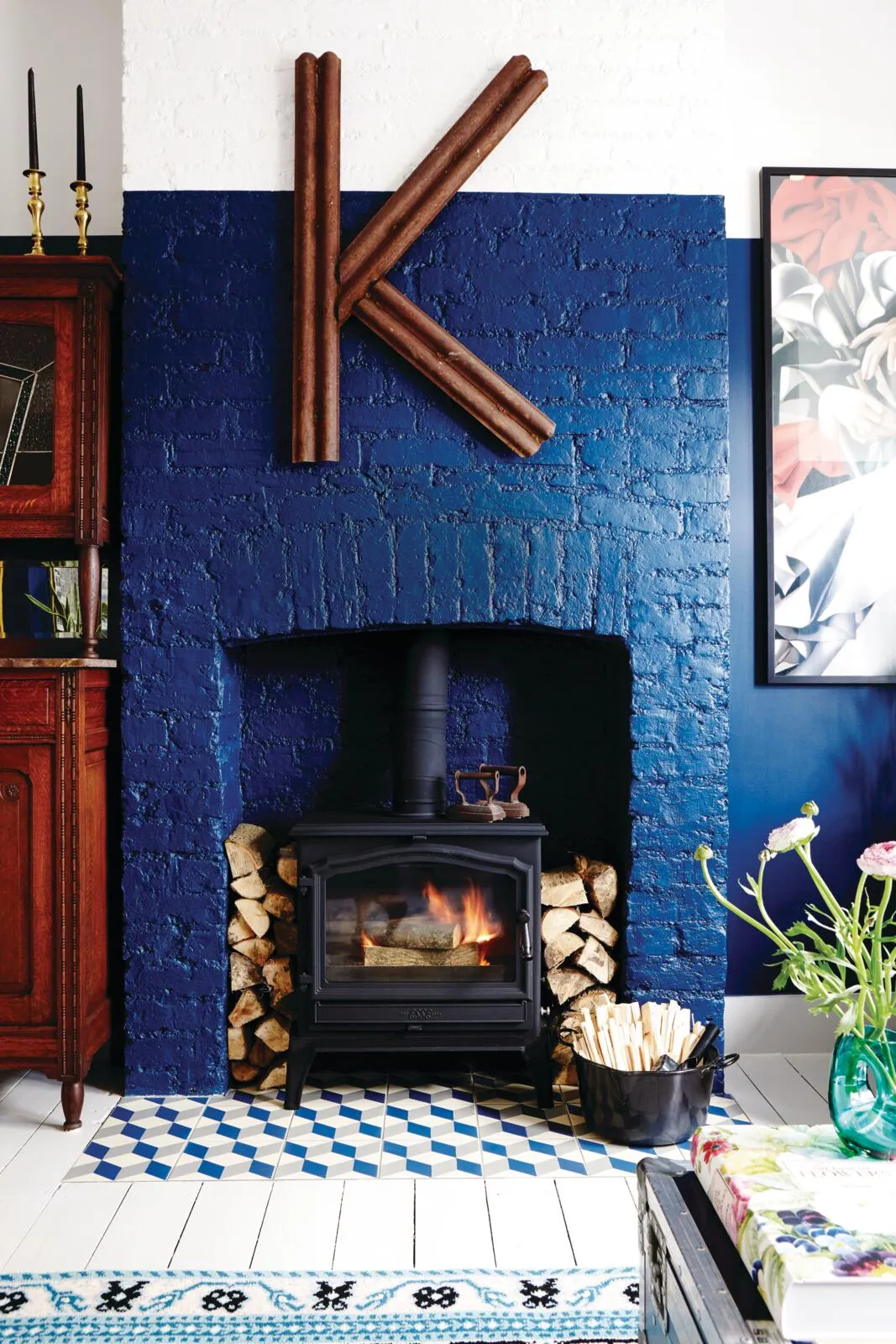 An Edwardian semi in south-east London, living room fireplace.