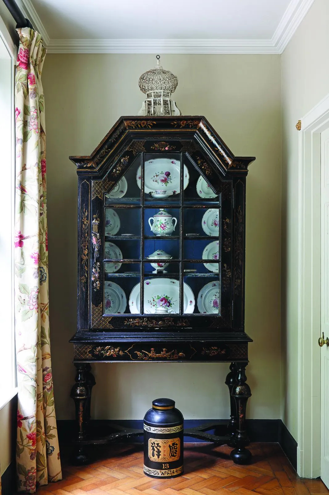 Regency-style home chinoiserie cabinet