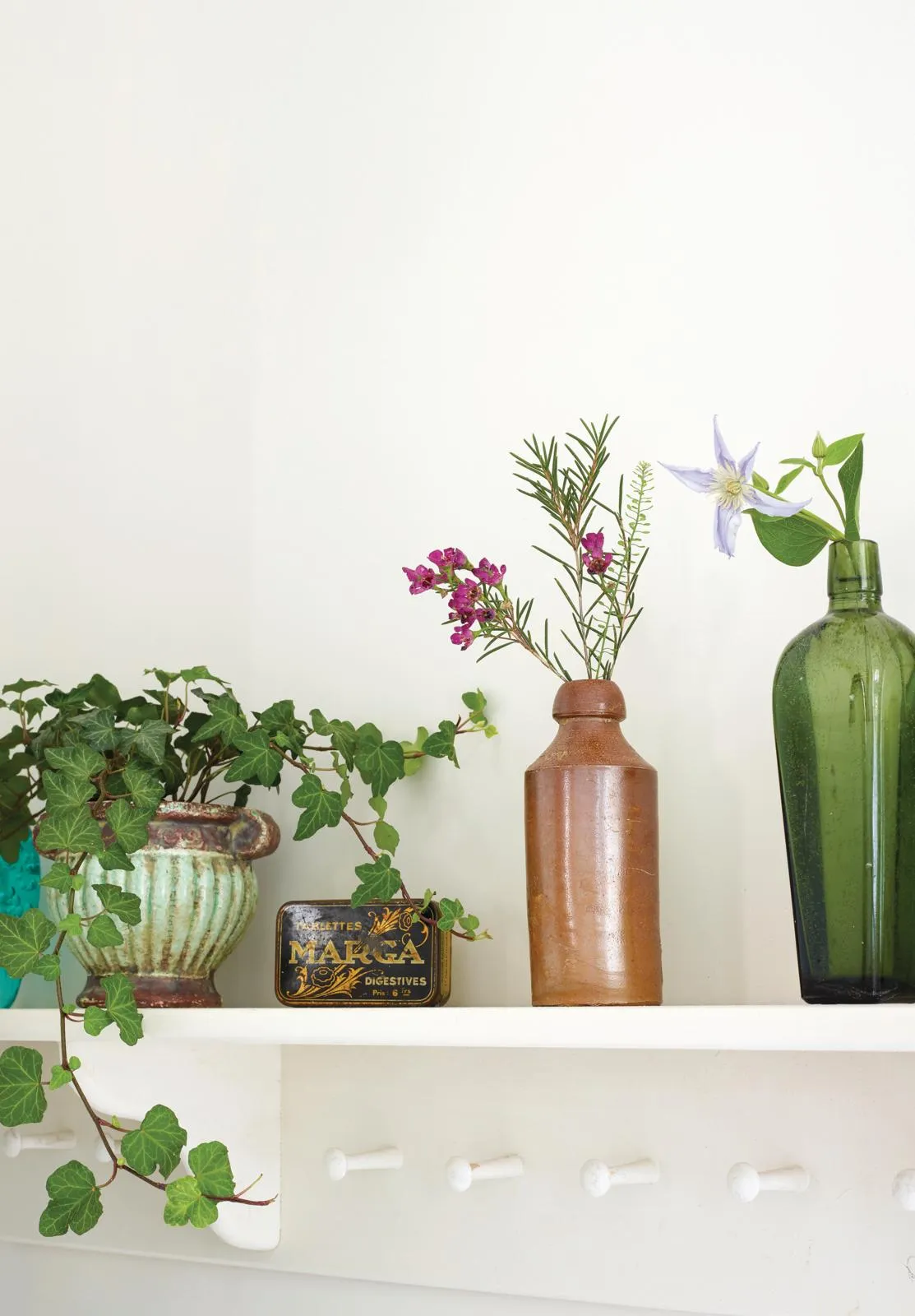North-west London home: vase display on shaker shelf.