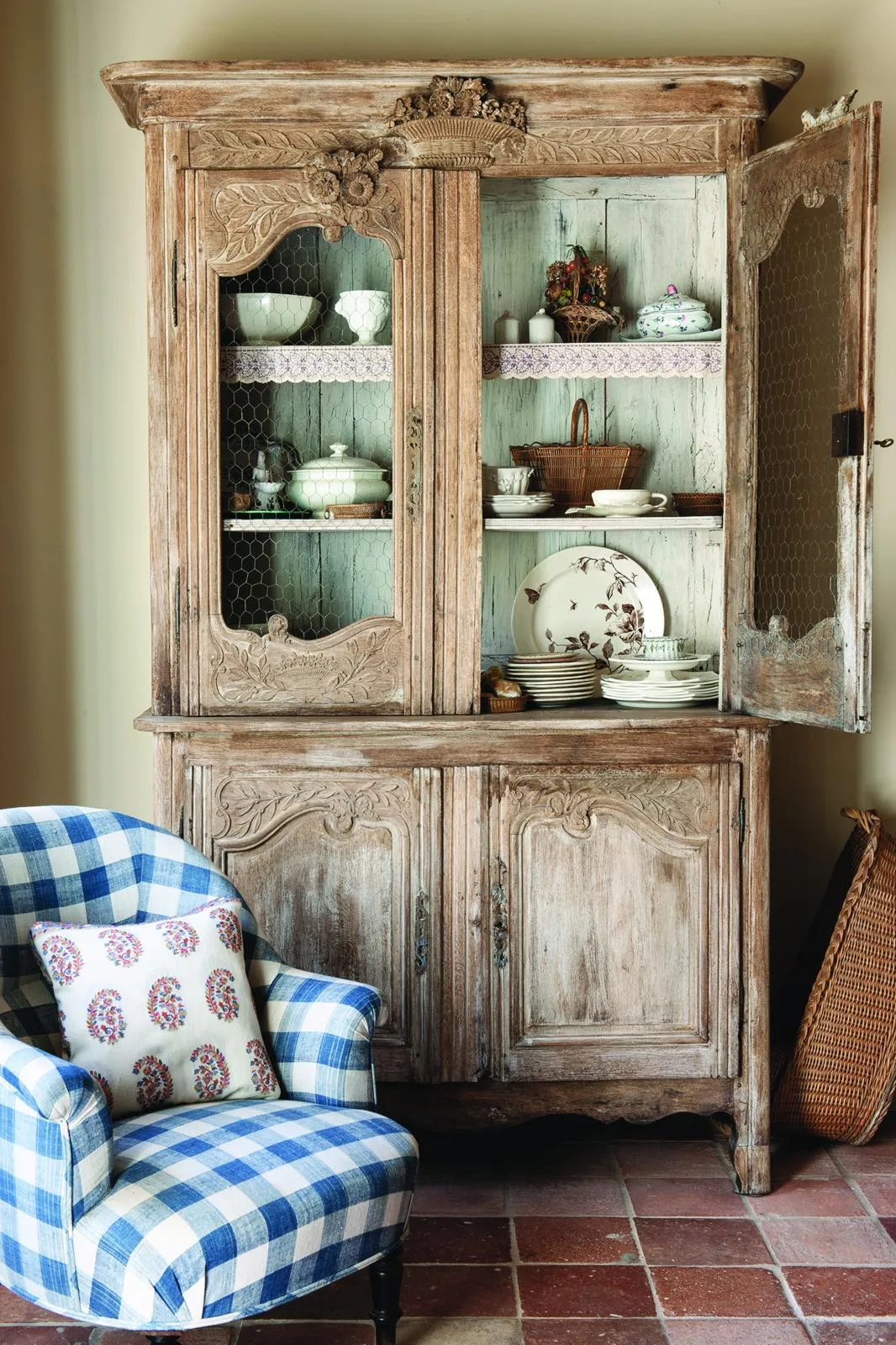 18th-century French farmhouse, marriage cabinet in the kitchen.
