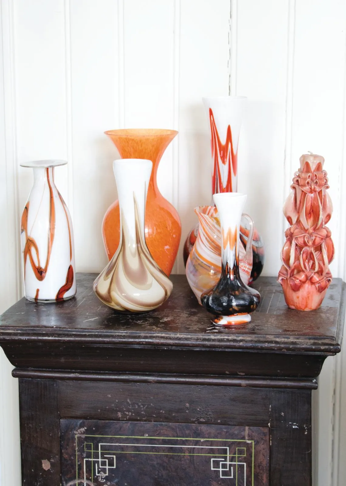 Colourful Dutch home orange vintage vases