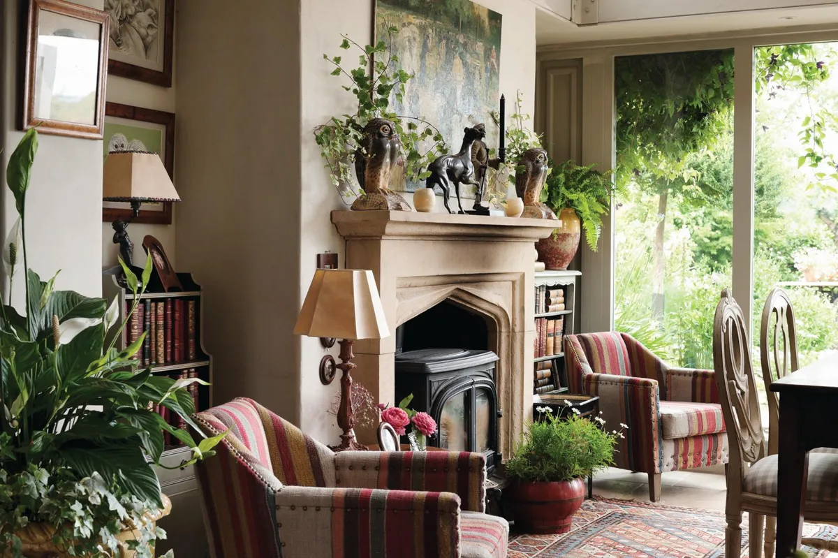 English country house fireplace