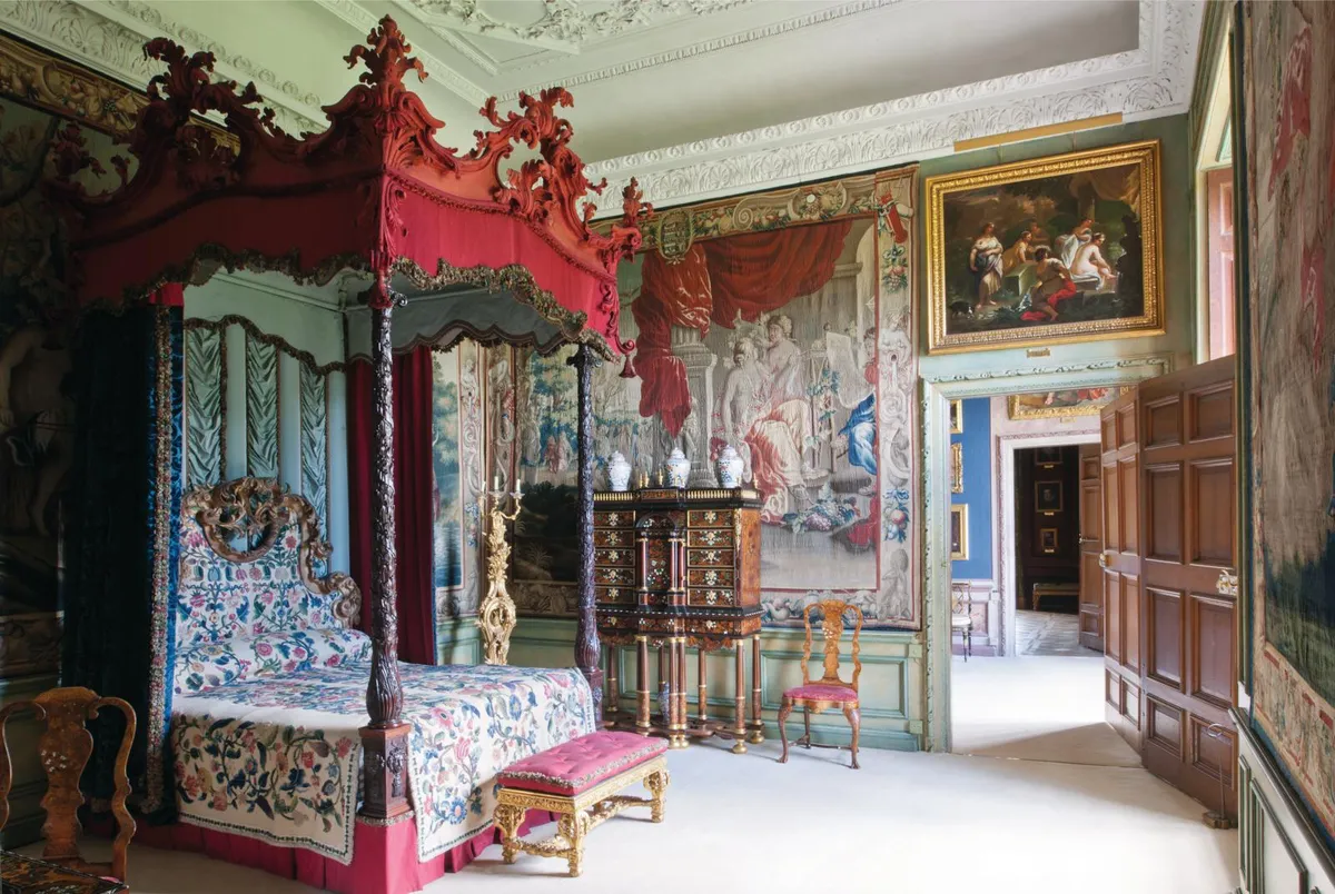Burghley, the Blue Silk Bedroom.
