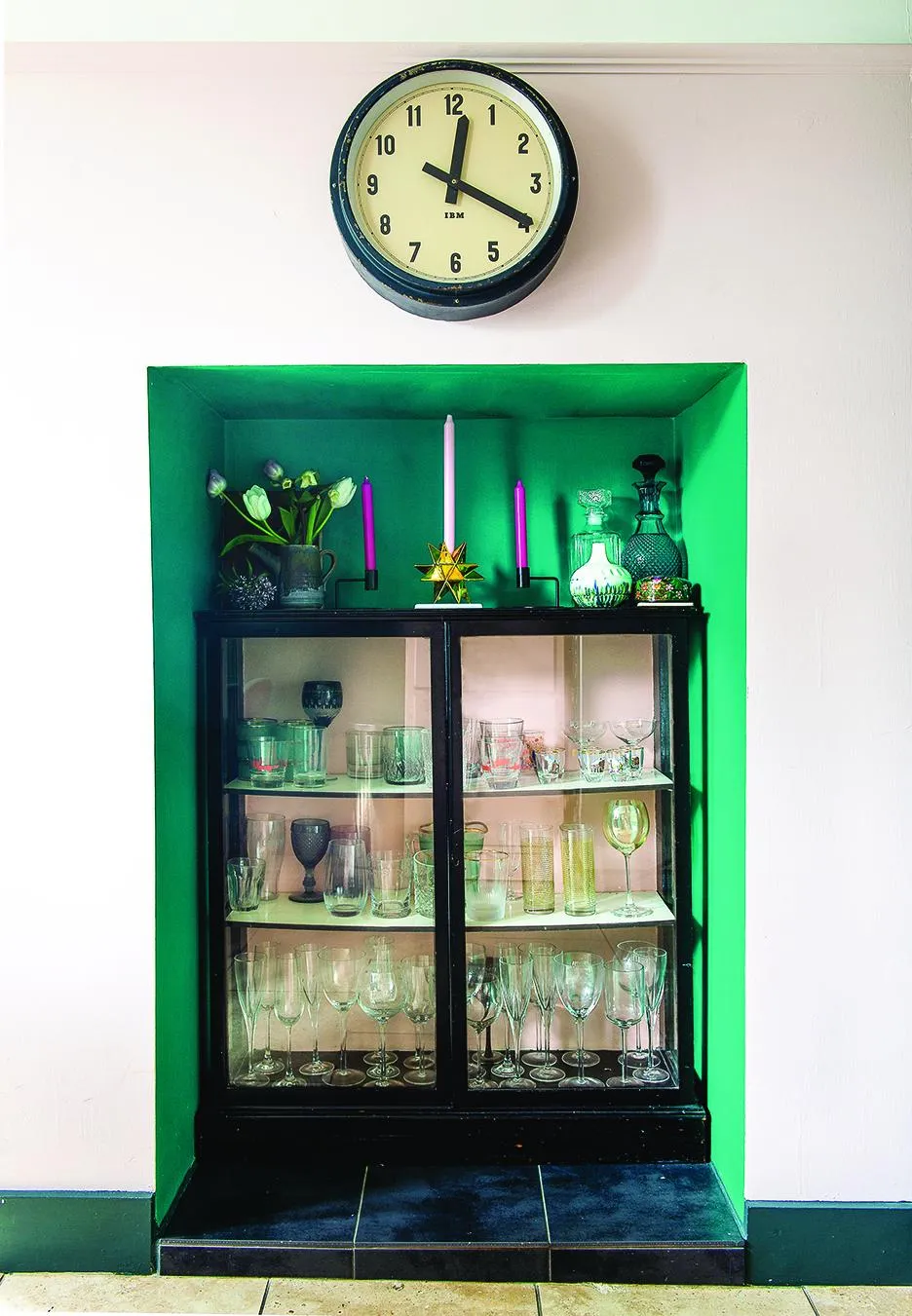 Colour story, glass-fronted cabinet.