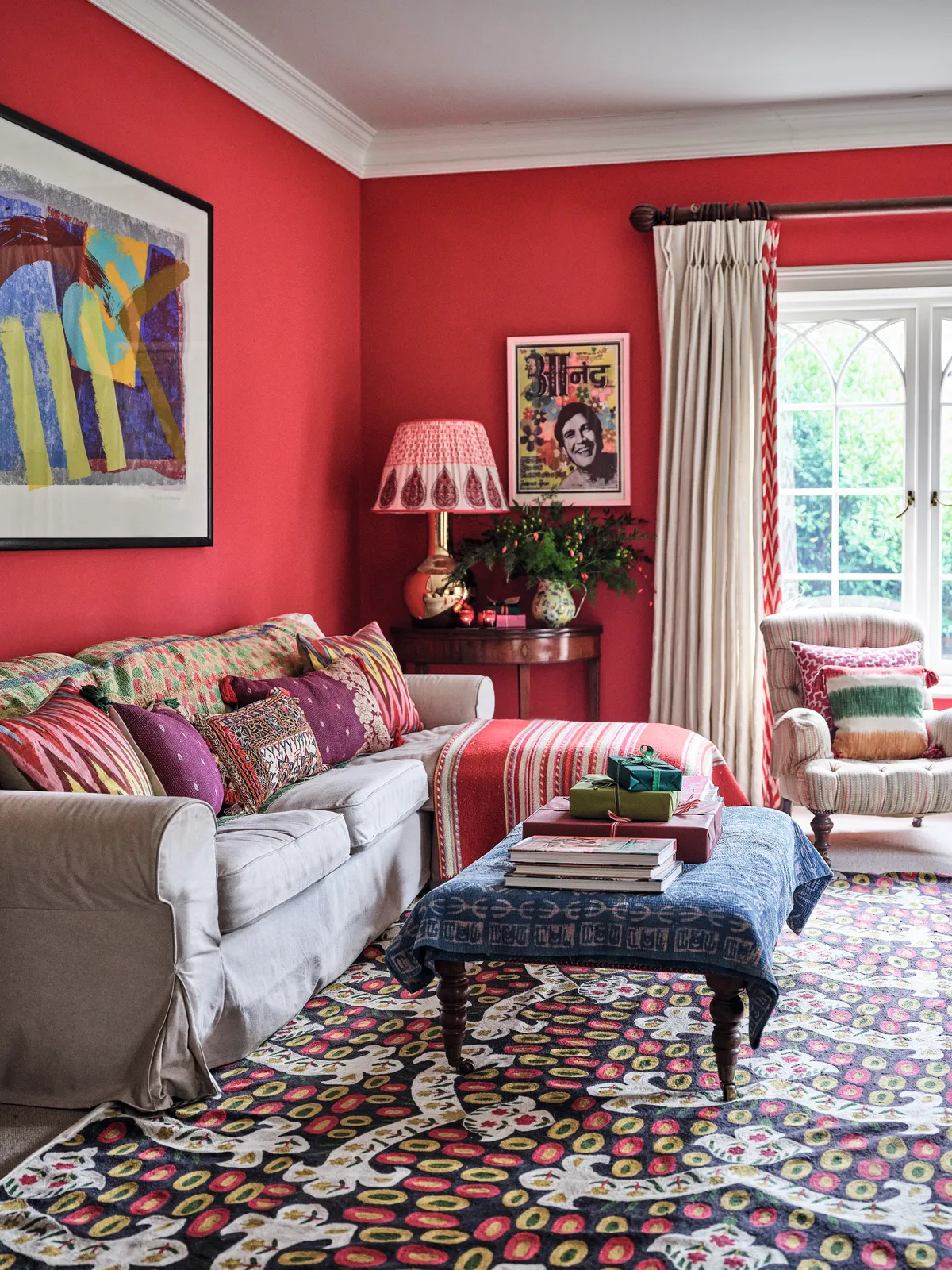 Elegantly eclectic home red room