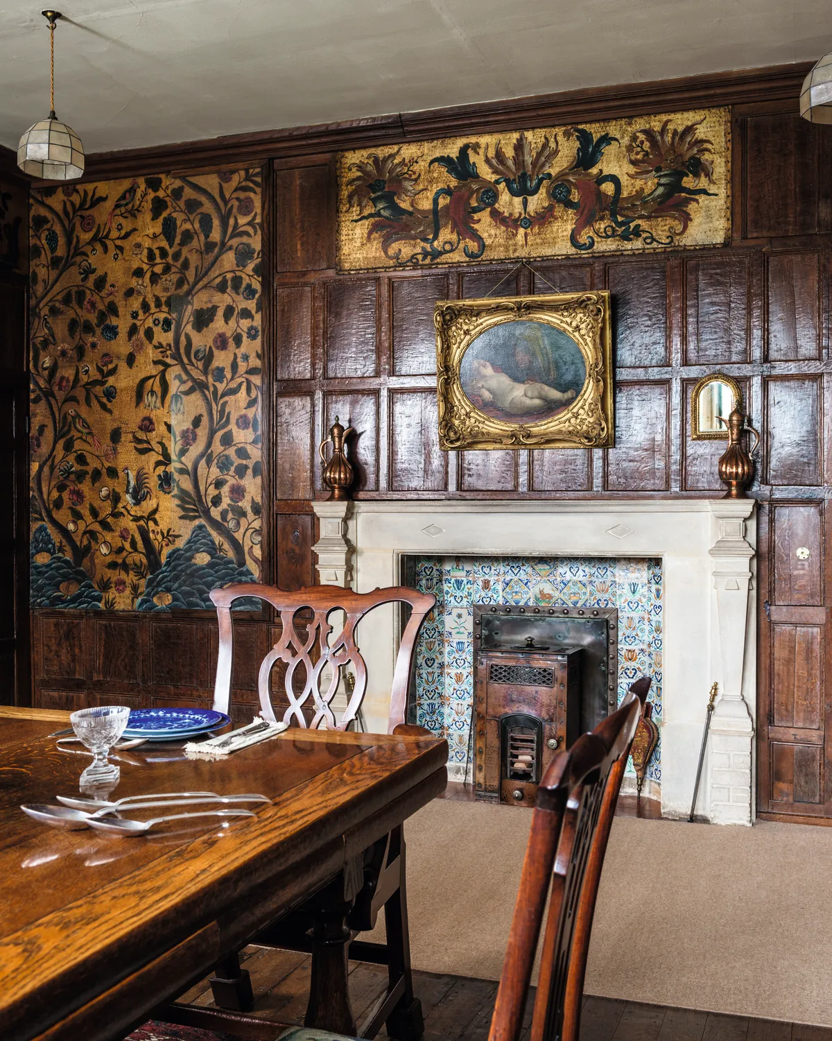 Rudyard Kipling's Sussex house fireplace in the dining room
