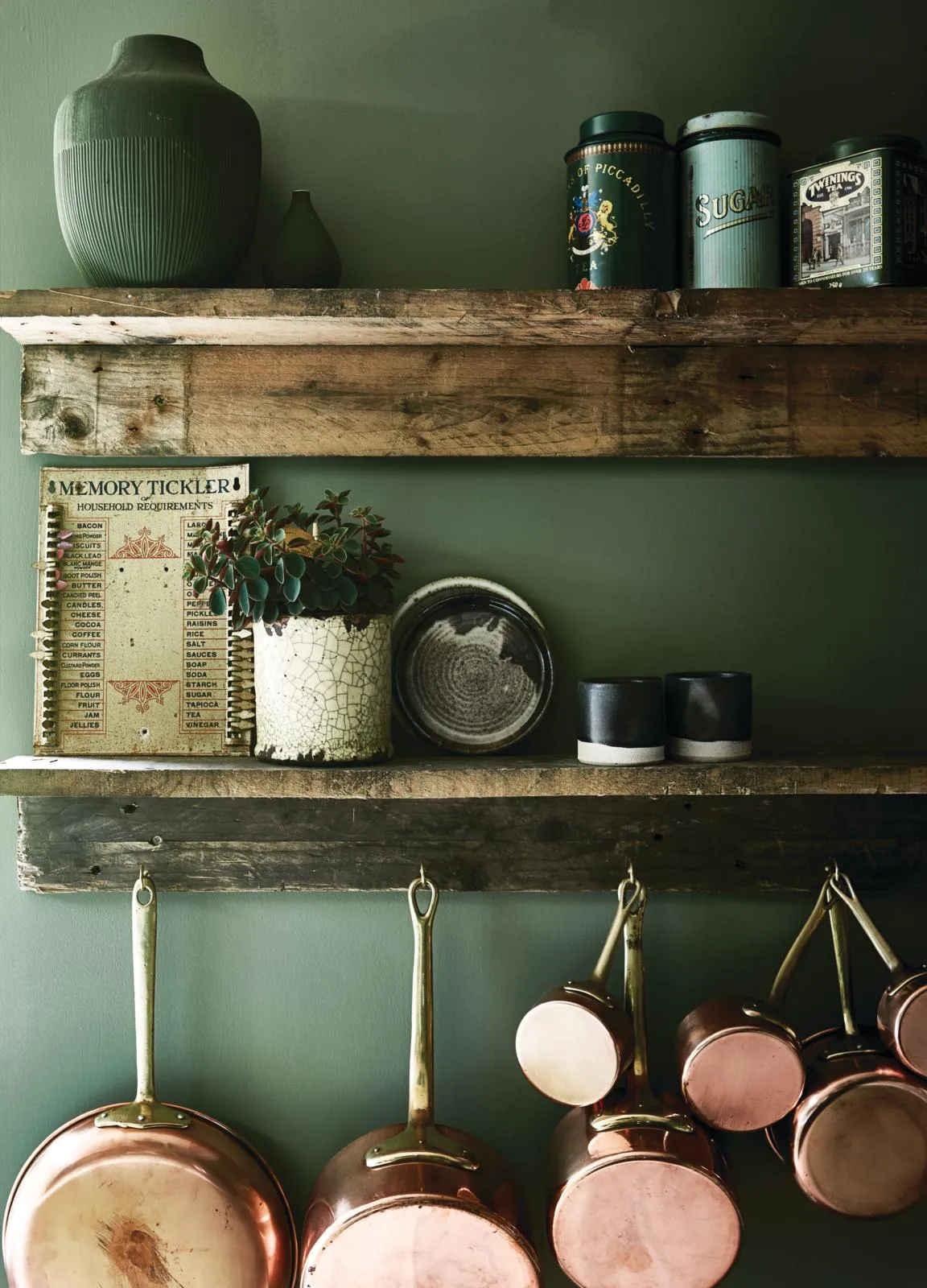 Characterful cottage kitchen shelves