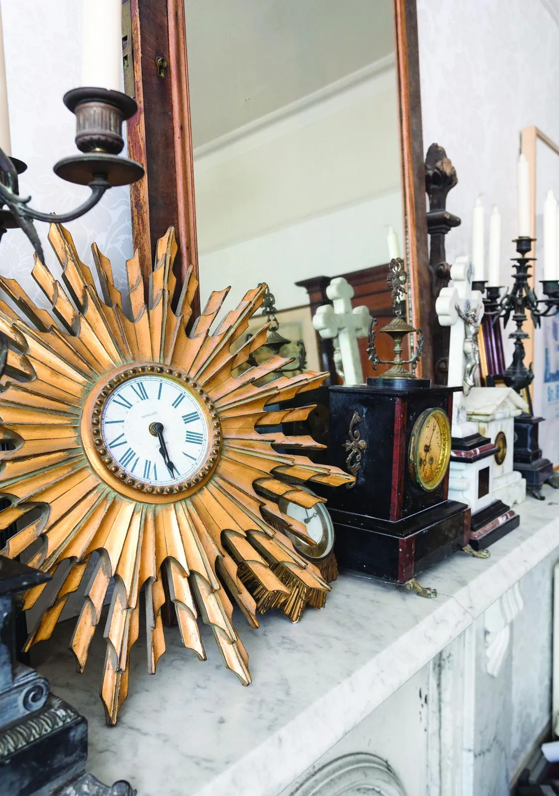 Victorian seaside villa bedroom mantelpiece clock