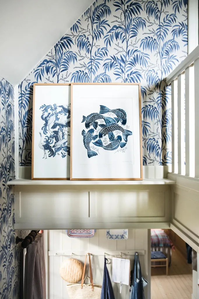 1930s Swedish home stairway prints