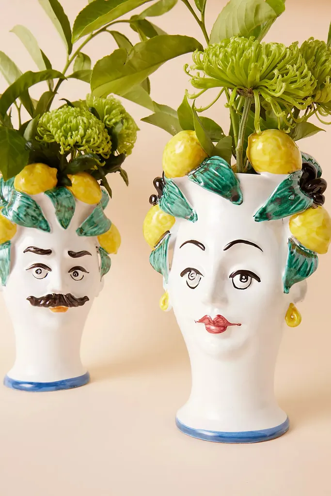 Ceramic lemon head vase