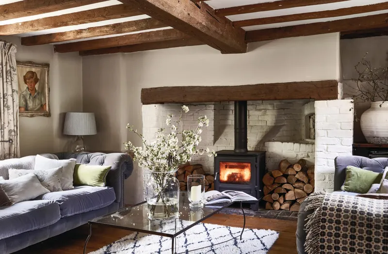 Wiltshire farmworker’s cottage living room fireplace