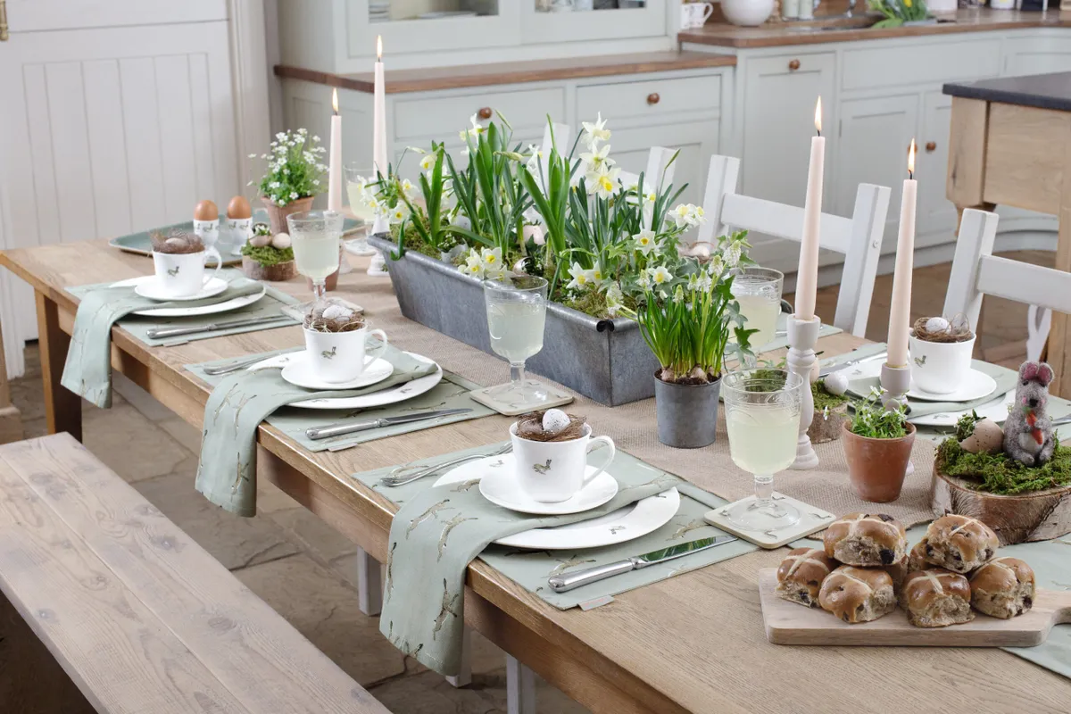 This image has an empty alt attribute; its file name is Sophie-Allport-Boxing-Hares-Table-Setting-Spring-Easter-6a02f89.jpg