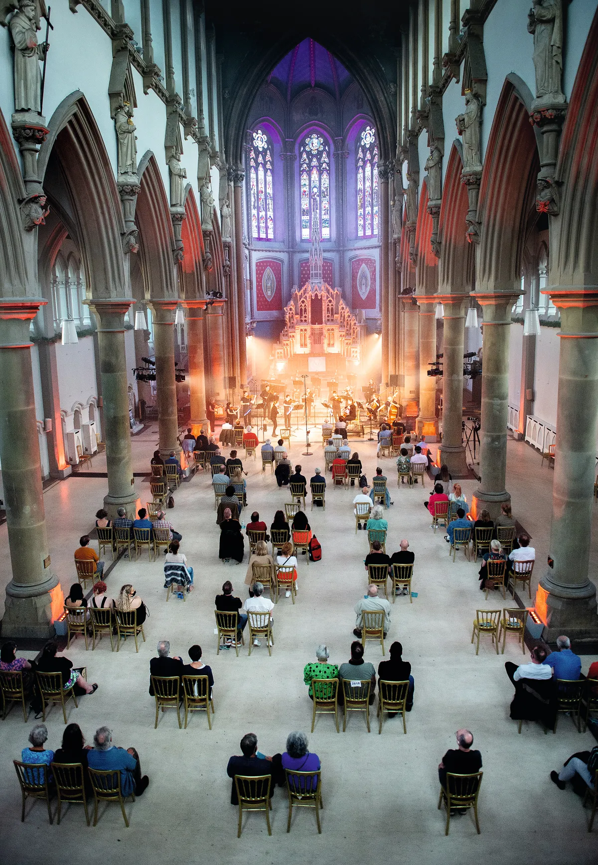 MANCHESTER, ENGLAND - JUNE 10: Manchester Camerata perform a sold out socially distanced show in their new home at The Monastery on June 10, 2021 in Manchester, England. (Photo by Shirlaine Forrest/Getty Images)
