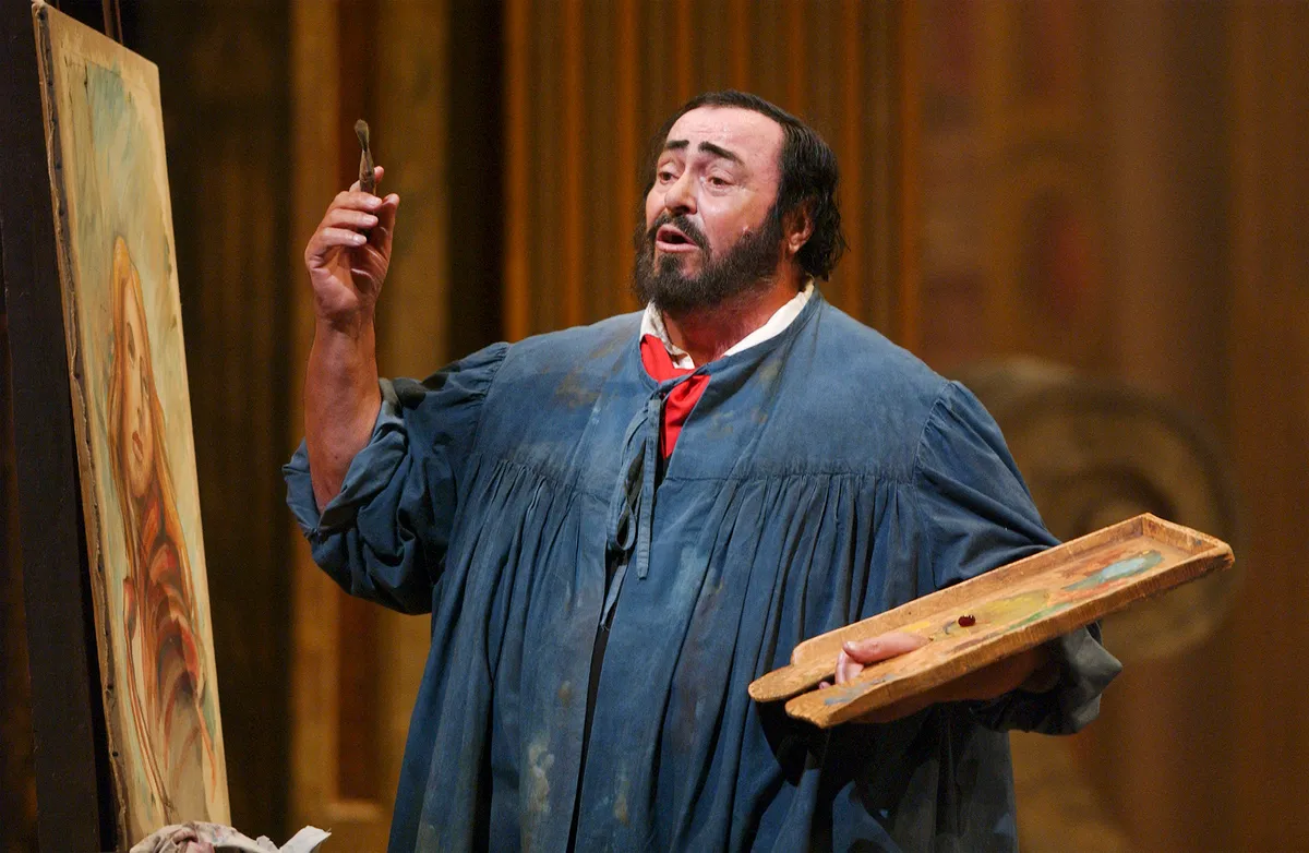 Italian tenor Luciano Pavarotti as 'Mario Cavaradossi' in Puccini's 'Tosca,' © Getty Images)