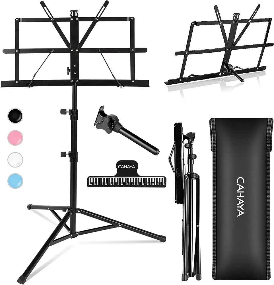 a photo of Cahaya Portable Music Stand CY0204 with its accessories