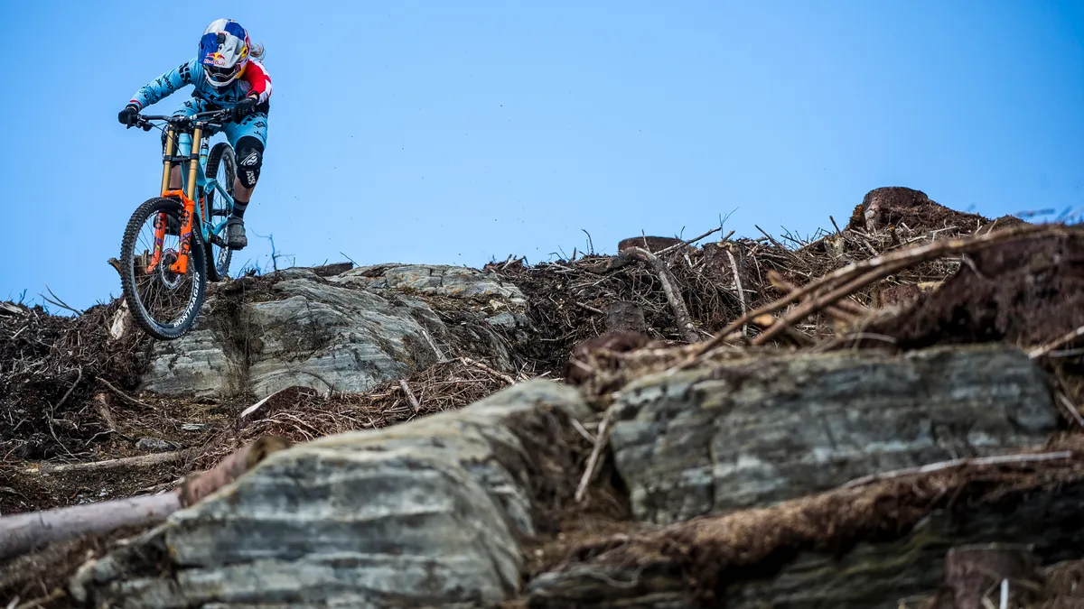 With burly terrain like this on the doorstep, it's no surprise Mid-Wales has produced so many top riders. Rachel makes light work of the rocks