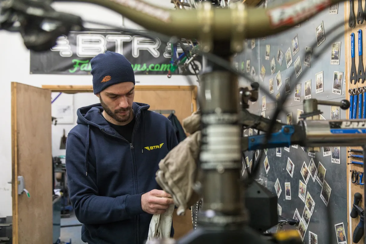 Paul 'Burf' Burford is dedicated to the pursuit of perfection when it comes to building bikes. Photo: Jacob Gibbins