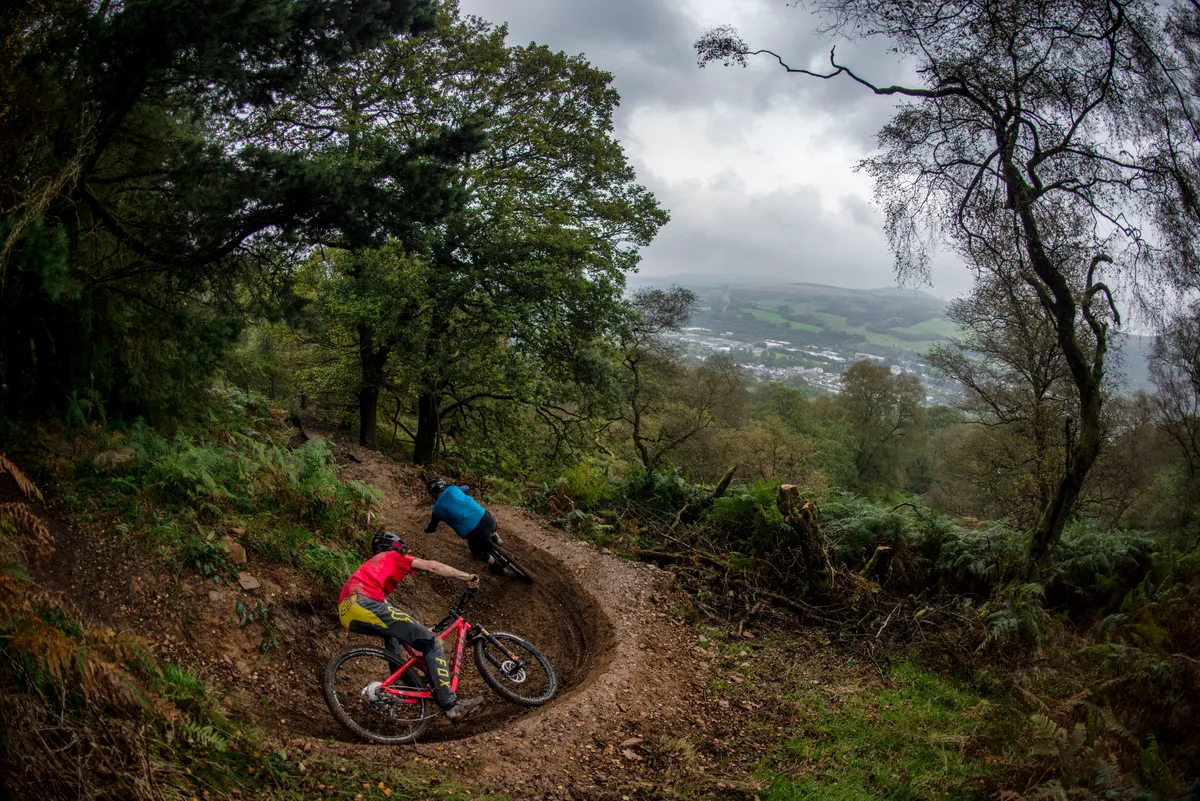 MBUK Wrecking crew rides Roots Manoeuvres red trail at BikePark Wales