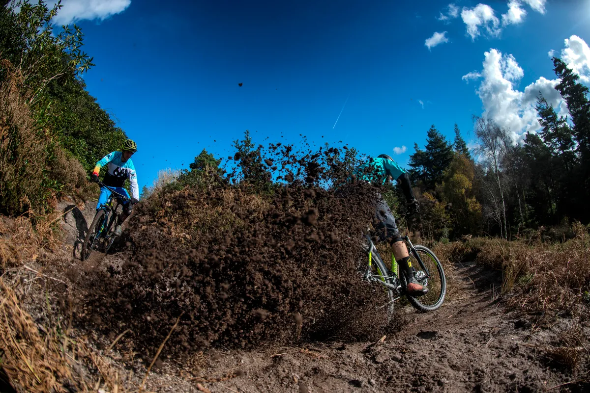 Alex Evans and Ben Cannell ride £500 hardtail mountain bikes at puddletown forest