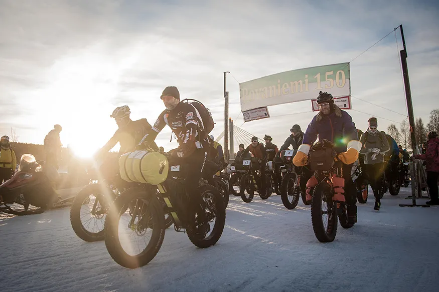 riders at the start line of the Rovaniemi 150