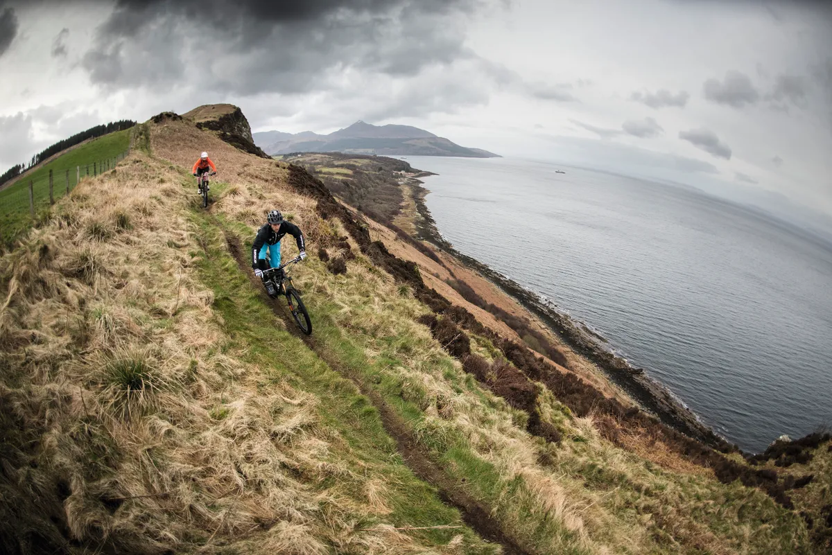 Ric McClaughlin and Marc Beaumont riding the coastal trails around Arran