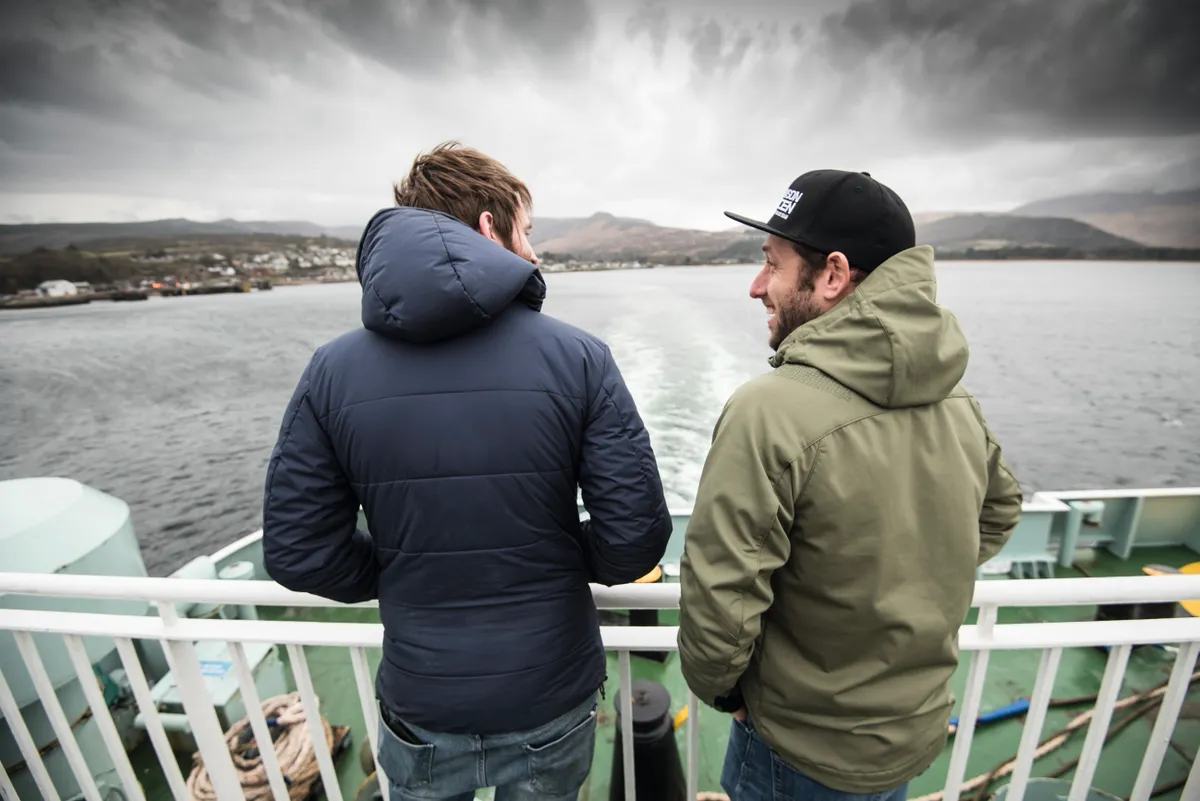 Ric McLaughlin and Marc Beaumont on the ferry to Arran
