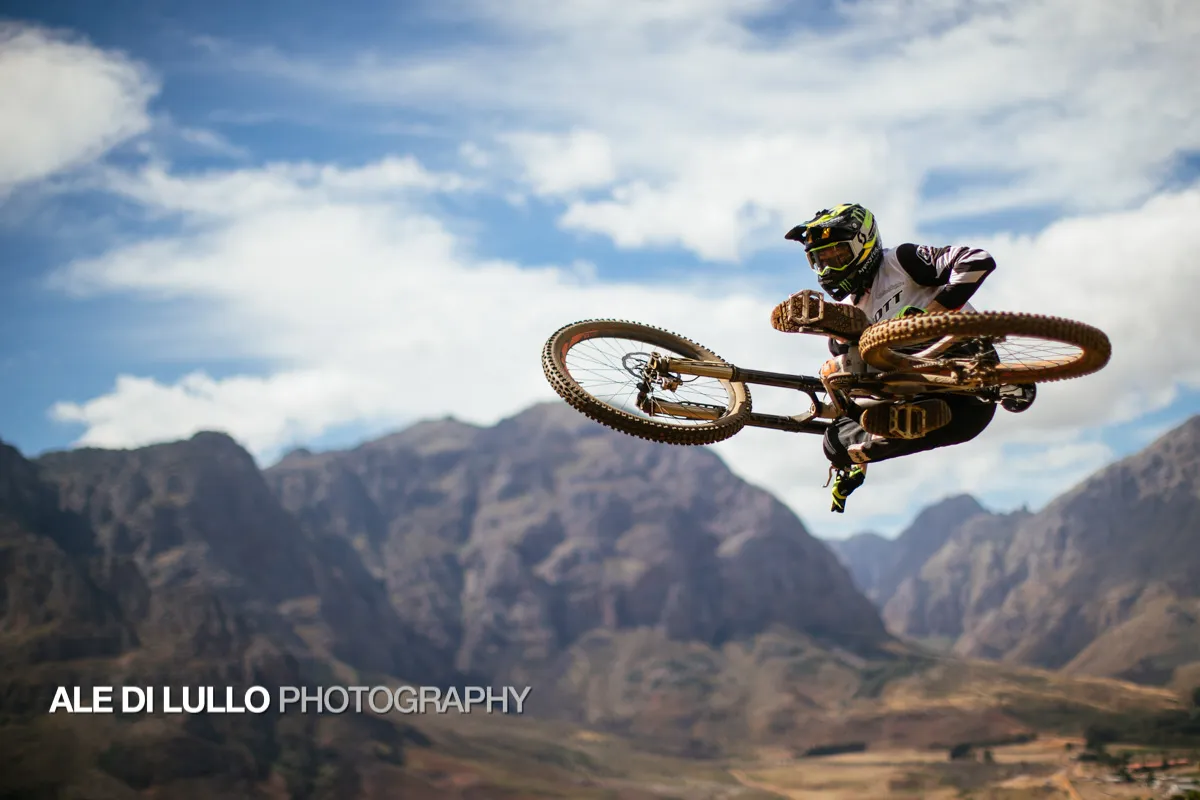 Brendan Fairlclough whipping a jump at South Africa's DarkFest 2018