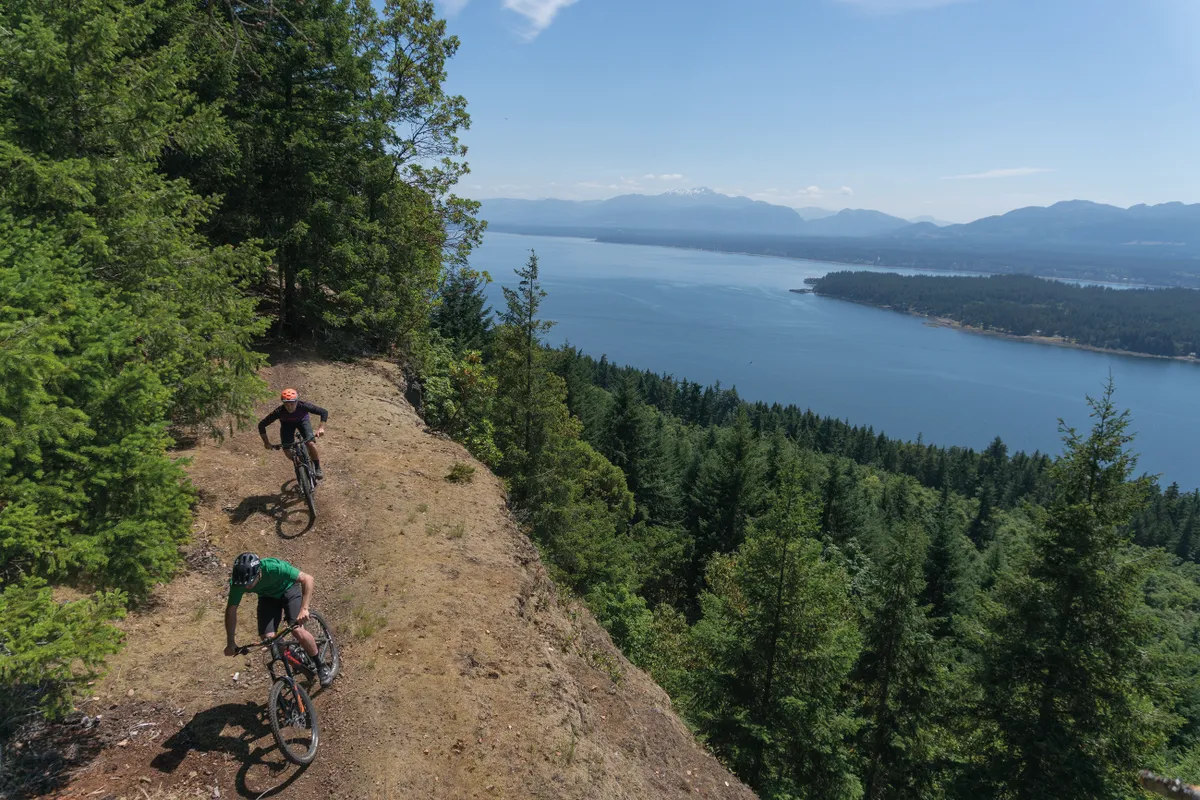 Riders on the mountain bike trail on Vancouver Island, British Columbia