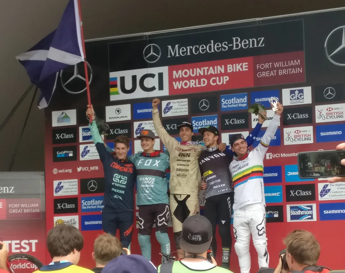 2018 Fort William UCI DH World Cup elite men's podium