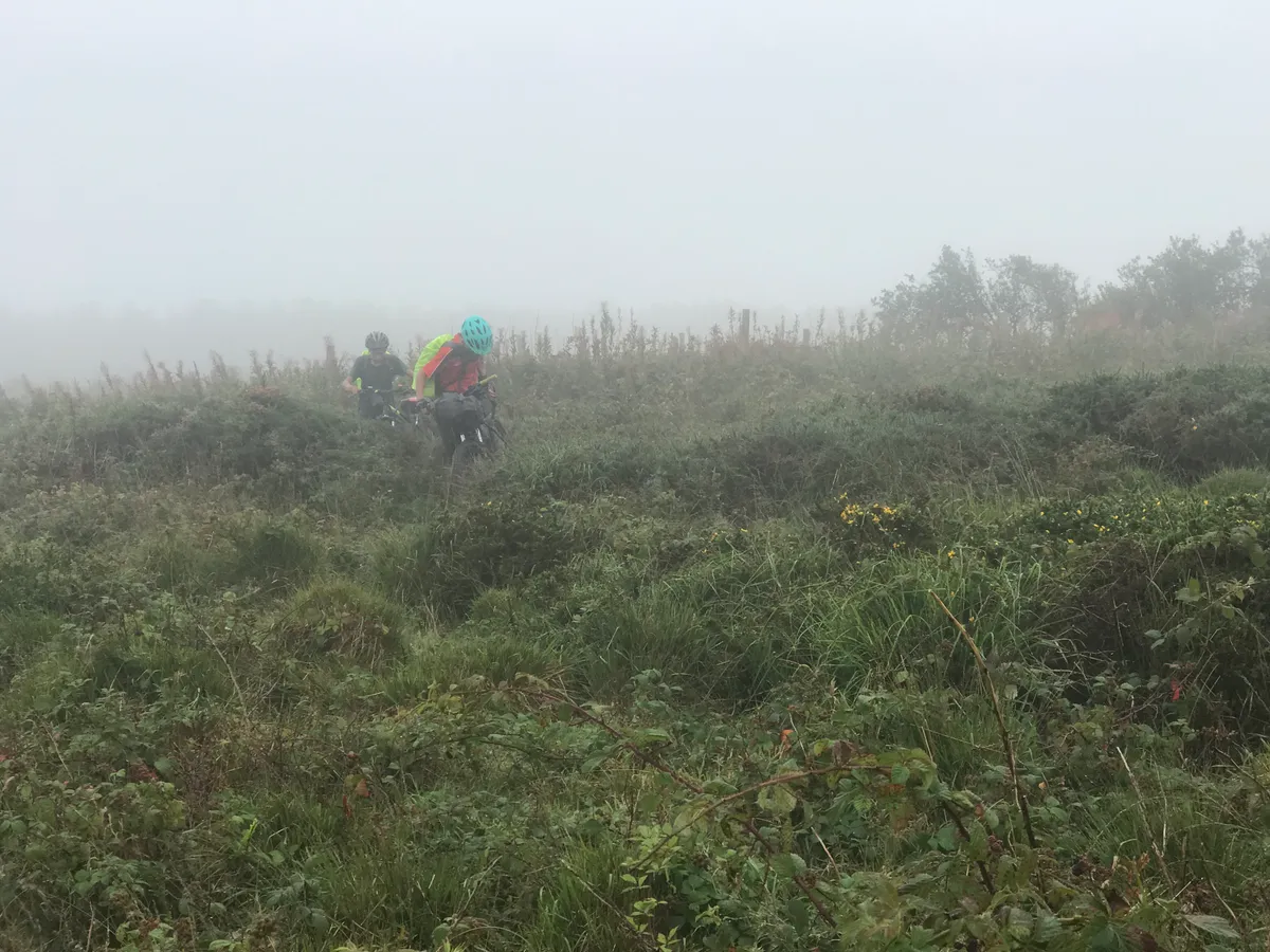 The struggle to reach the end. Crossing Bosporthennis Common through gorse and mist (day 28)